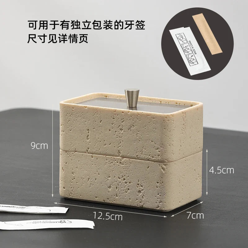 Afralia™ Double Decker Jewelry Organizer with Natural Stone, 2 in 1 Floss Box & Bathroom Ornament