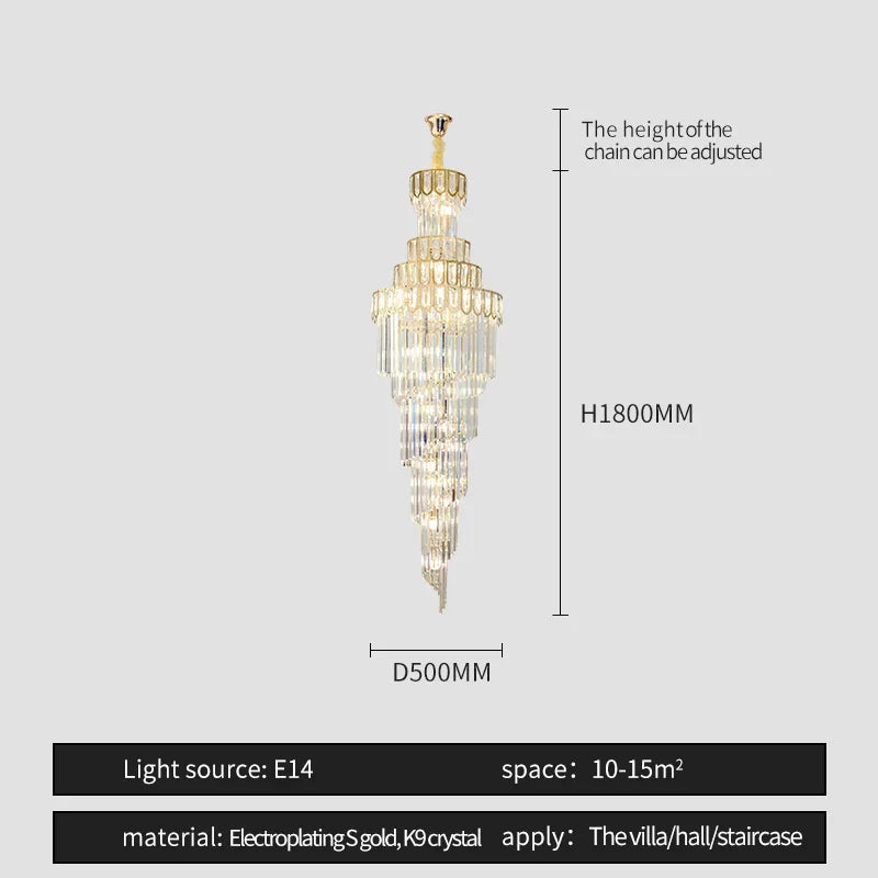 Afralia™ Light Luxury Rotating Crystal Chandelier for Villa Living Room