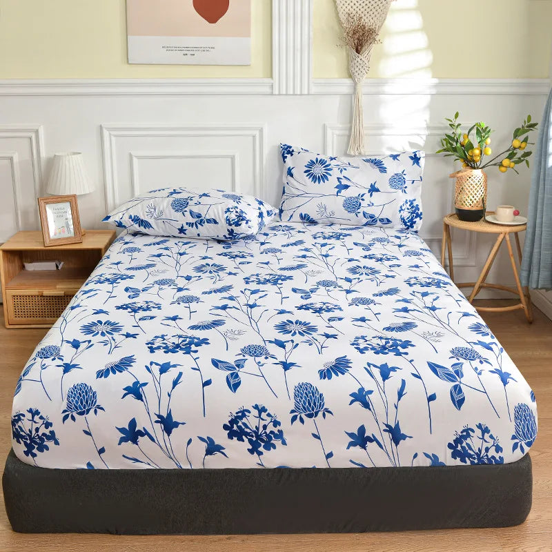 Afralia™ Ceramic Patterned Bedsheets Set with Bedspread & Pillowcases