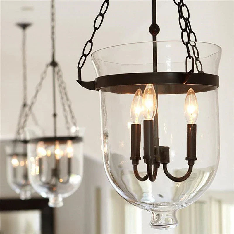 Afralia™ Glass Bucket Pendant Light Retro Dining Room Foyer Black/Rust LED Fixture