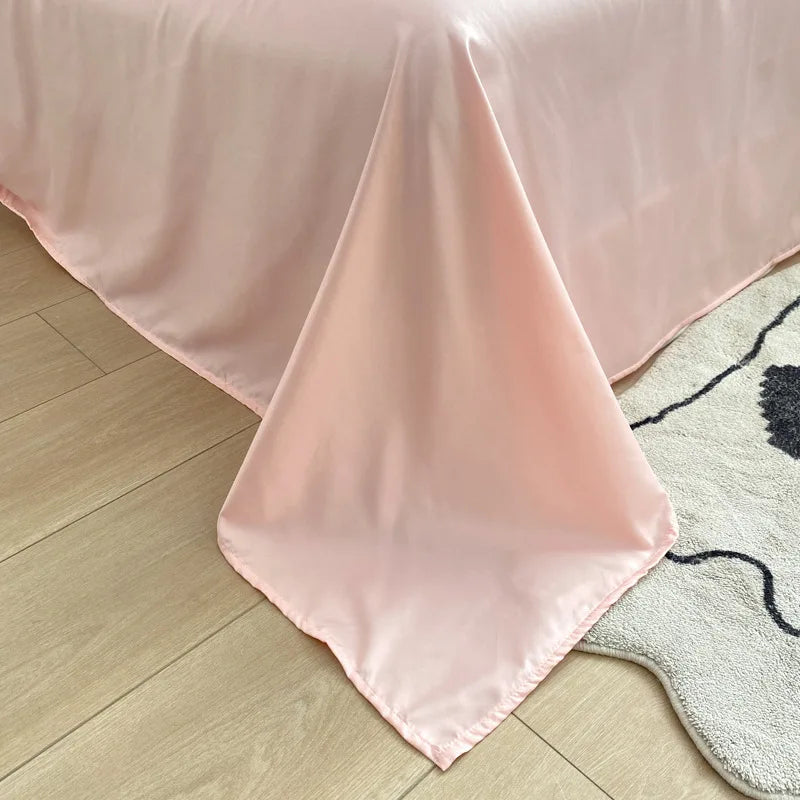 Afralia™ Silky Rayon Bedding Set: Solid Color Duvet, Fitted Sheet, Pillowcase - Queen King Size