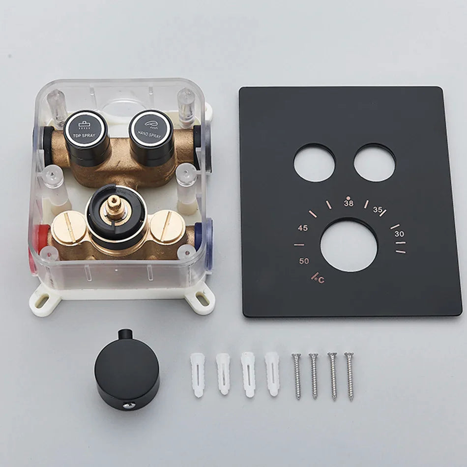 Afralia™ Matte Black Thermostatic Shower Faucet Mixer with Temperature Control