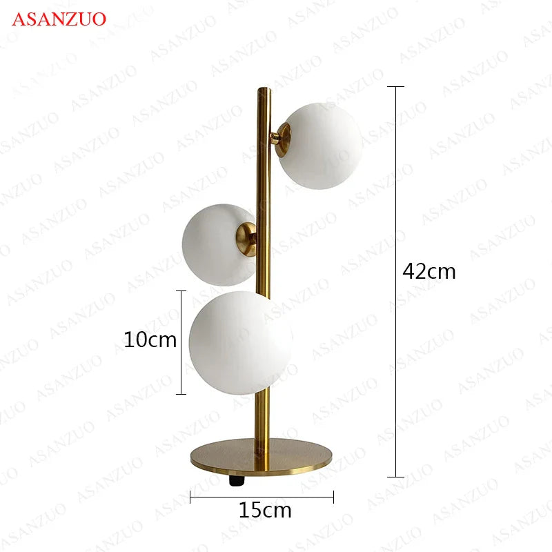 Afralia™ LED Gold Table Lamp with Milk White Glass Lampshade