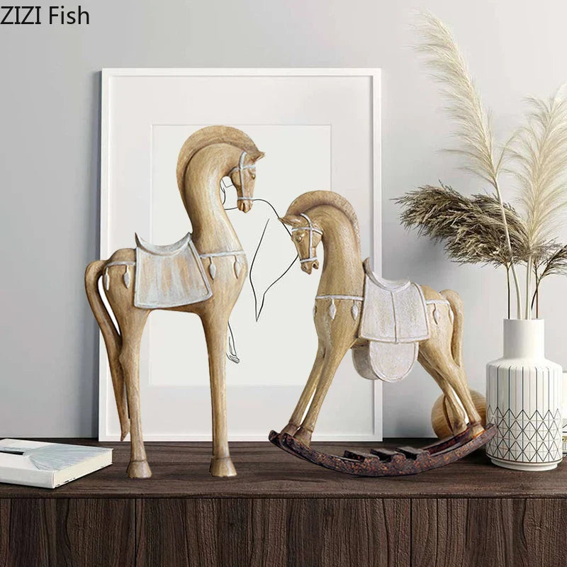 Afralia™ Resin Horse Statue Creative Artwork Desk Decoration Modern Home Decor