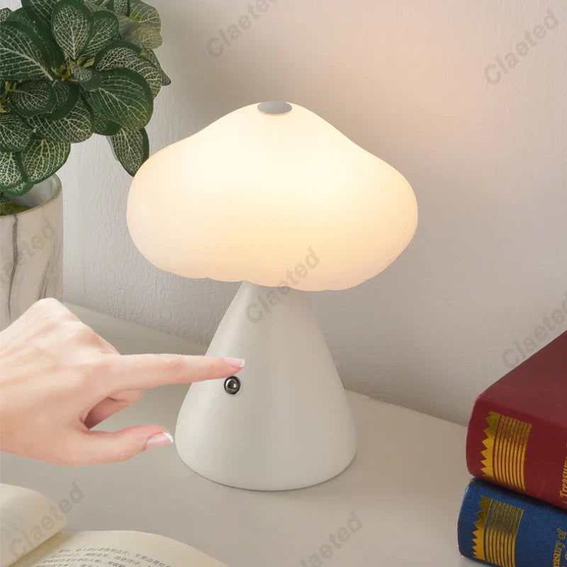 Afralia™ LED Mushroom Night Light Touch Switch Bedside Lamp Kid's Room Decor