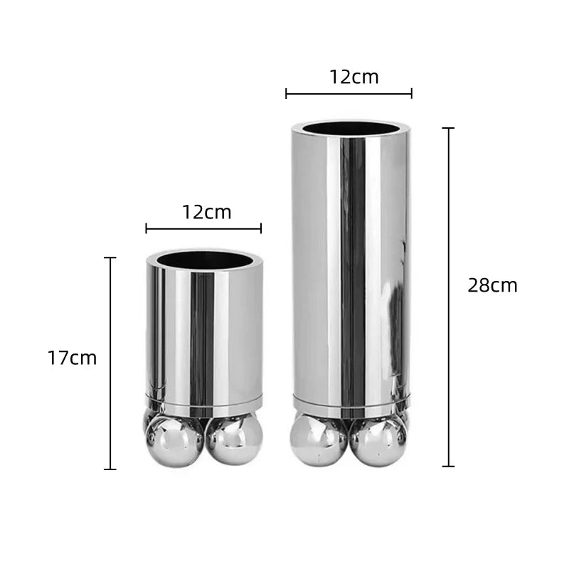 Afralia™ Silver Cylinder Vase Home Decoratinum