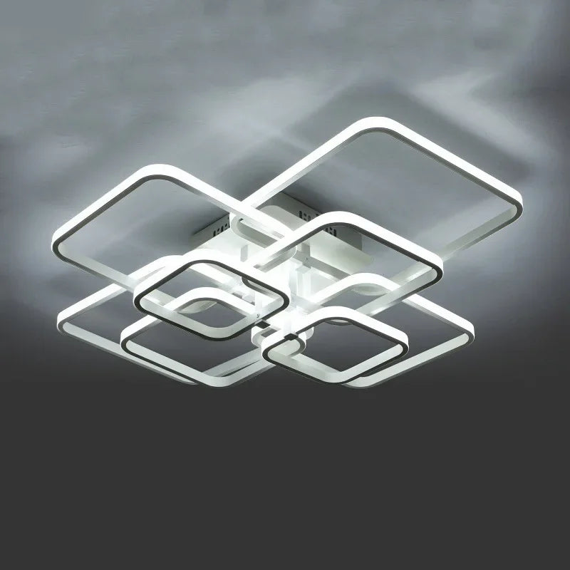 Afralia™ LED Ceiling Light 4 Rings 78W Square for Living Room Bedroom Bar