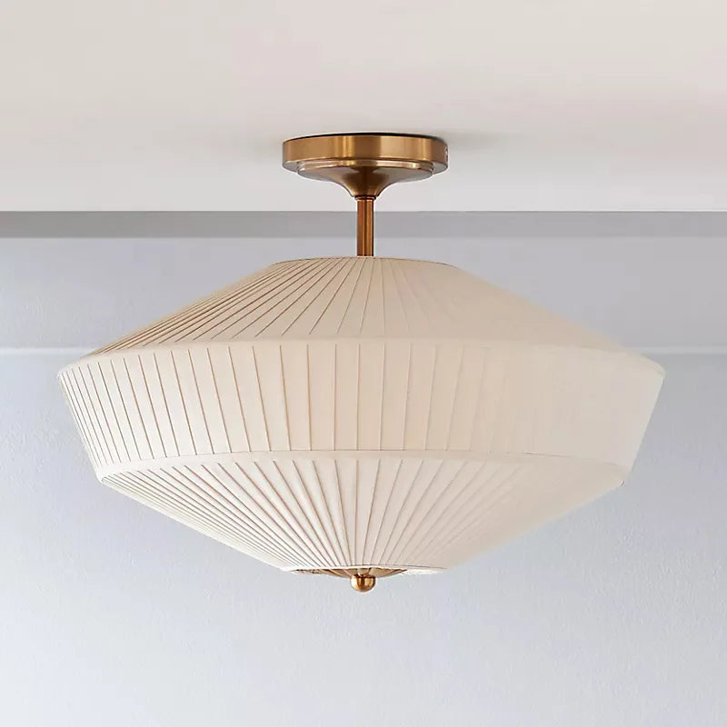 Afralia™ French Style Fabric Pleated Ceiling Lamp Vintage Decorative Light