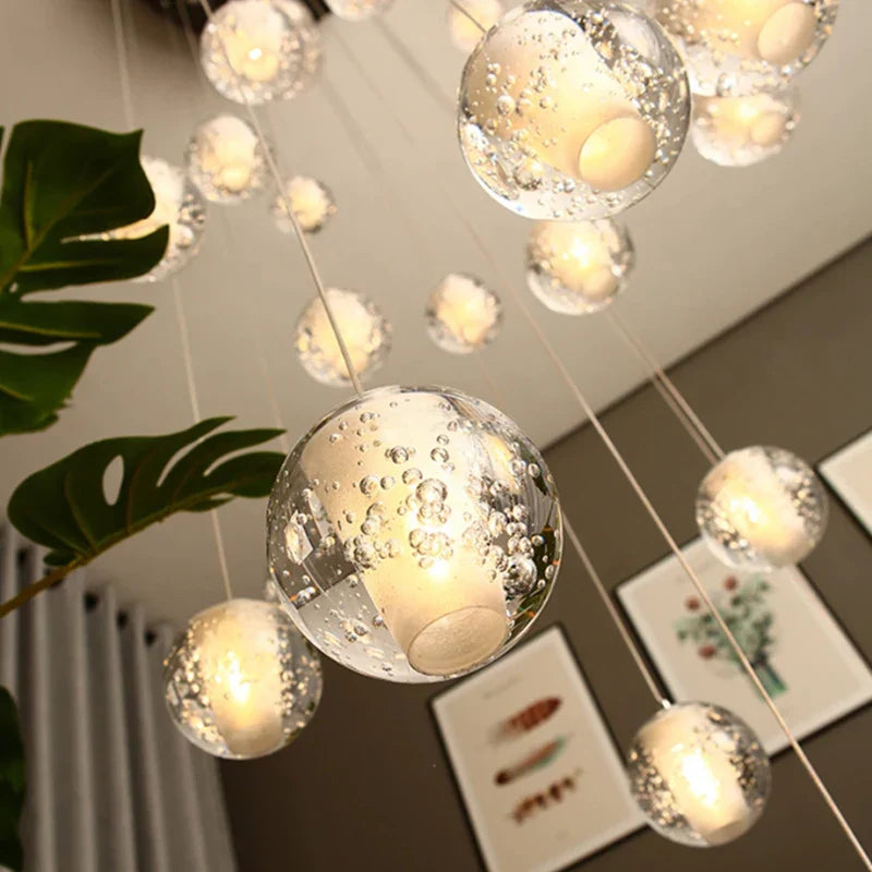 Afralia™ Crystal Ceiling Chandelier for Staircase & Hallway, Elegant Long Cable Pendant Light