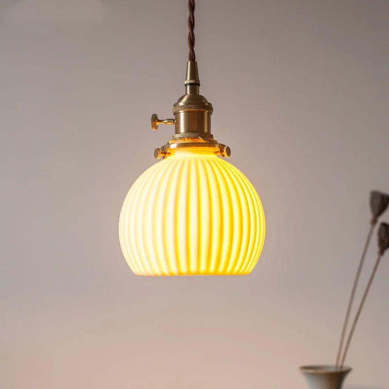 Afralia™ Ceramic LED Pendant Lights for Kitchen Living Room Cafe Bar - Vintage Hanging Lamp