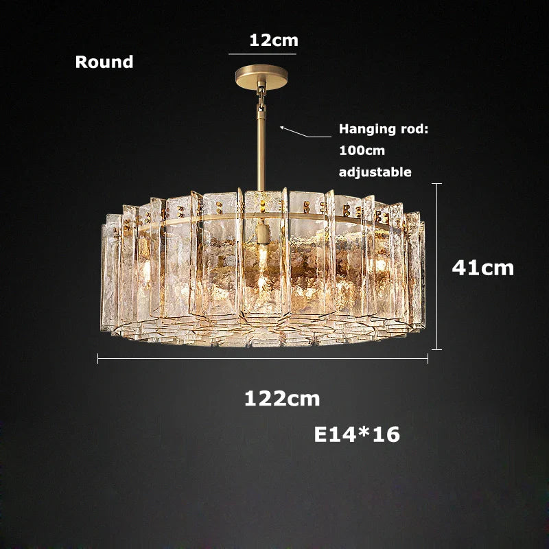 Afralia™ LED Gold Smoky Gray Glass Chandelier - Creative Living Room Ceiling Fixture