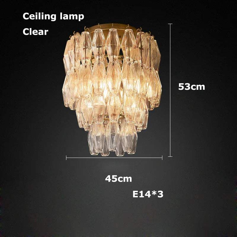 Afralia™ Pink Glass Chandelier, Dimmable Dining Room Hanging Light