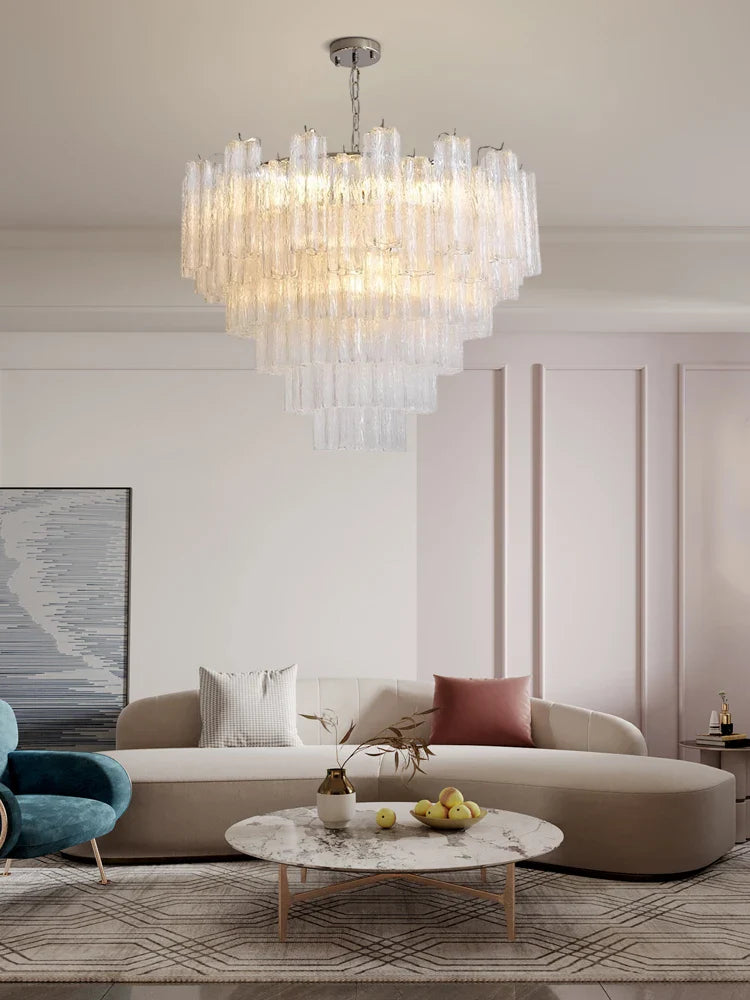 Afralia™ Glass Tube LED Chandelier - Dimmable Hanging Light for Dining Room