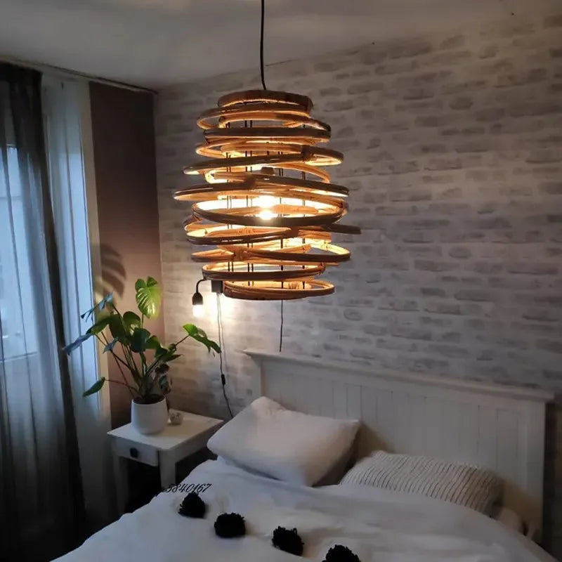 Afralia™ Bamboo Birdnest Pendant Light for Dining Room, Handmade Wicker Lamp for Kitchen Bar & Living Room