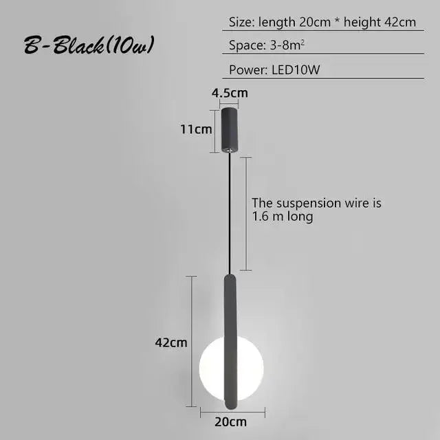 Afralia™ Nordic Luxury Black Bedroom Pendant Lamp Bedside Decoration Light