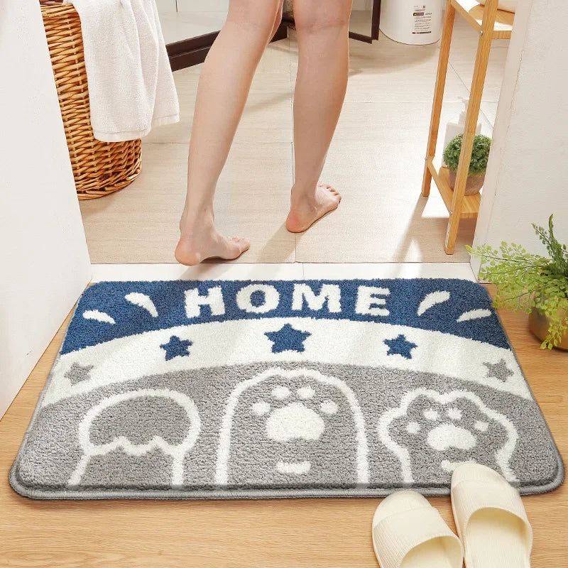 Afralia™ Cartoon Animal Bathroom Carpet - Non-slip Absorbent Soft Bath Rug