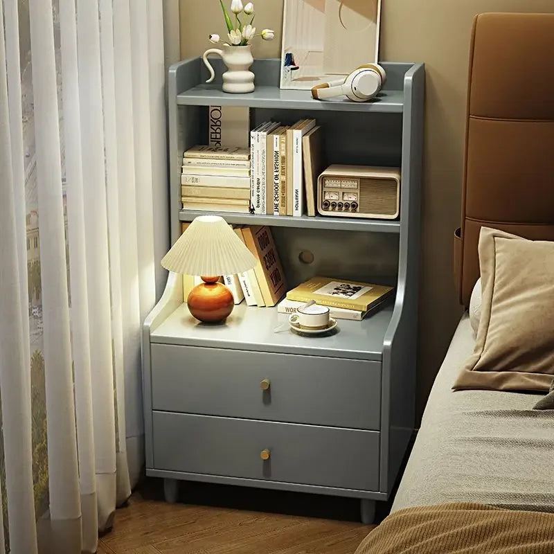Afralia™ Solid Wood Bedside Tables: Narrow Study & Bedroom Cabinets for Simple Storage & Style
