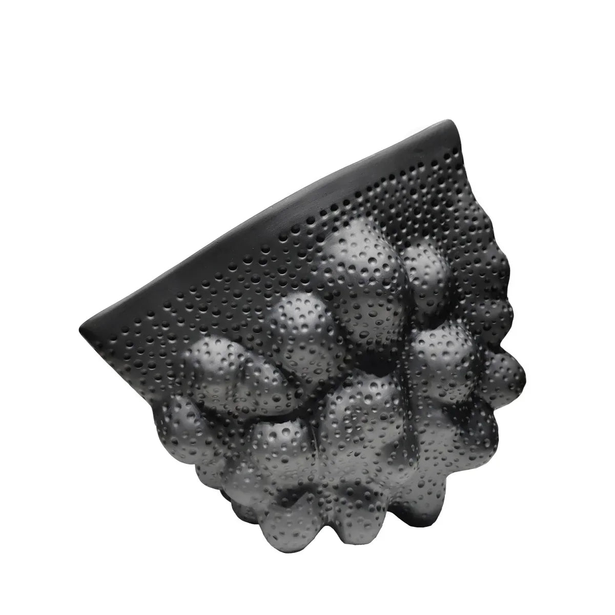 Afralia™ Black Ceramic Pleated Vase for Stylish Flower Arrangements