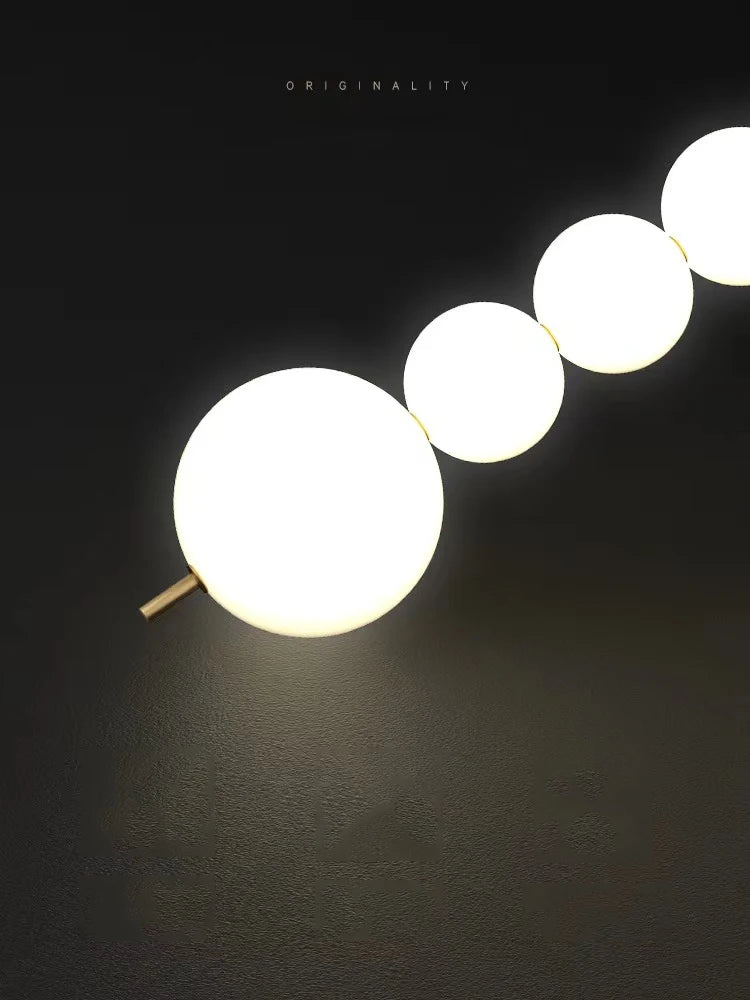 Afralia™ Modern Magic Bean Brass White Ball LED Ceiling Chandelier