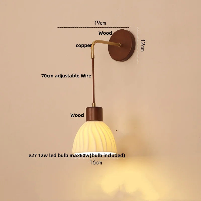 Afralia™ Adjustable LED Wall Light Fixture with Ceramic Wood Base for Home Decor