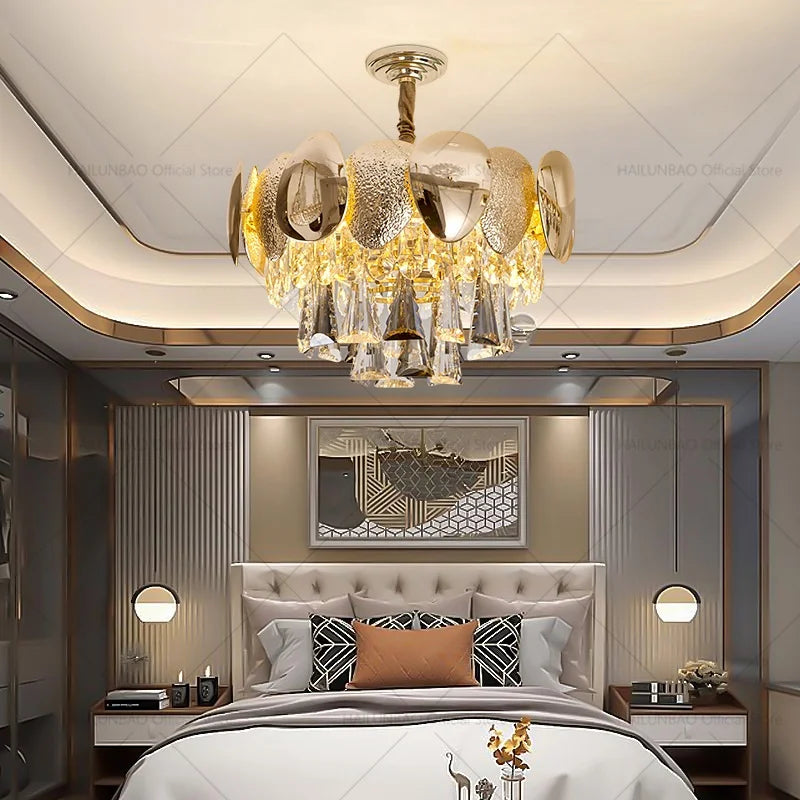 Afralia™ Crystal Chandelier: Modern Elegance for Living Room, Dining Room, Bedroom - Gold Finish