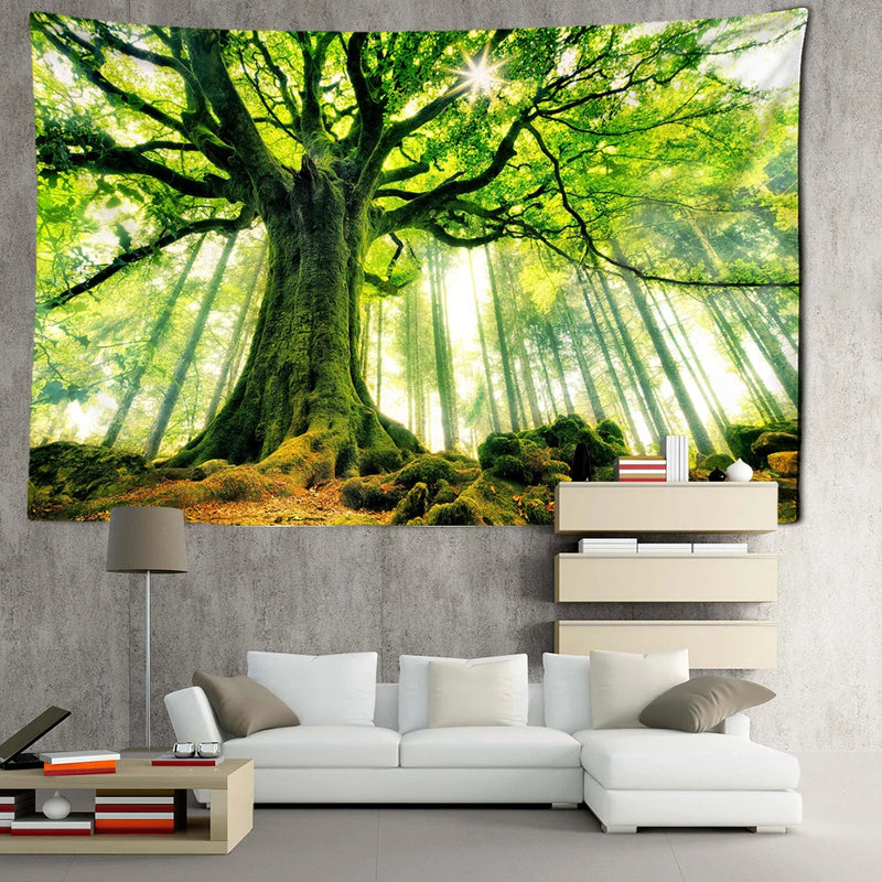 Afralia™ Forest Landscape Tapestry Wall Hanging for Boho Home Decor