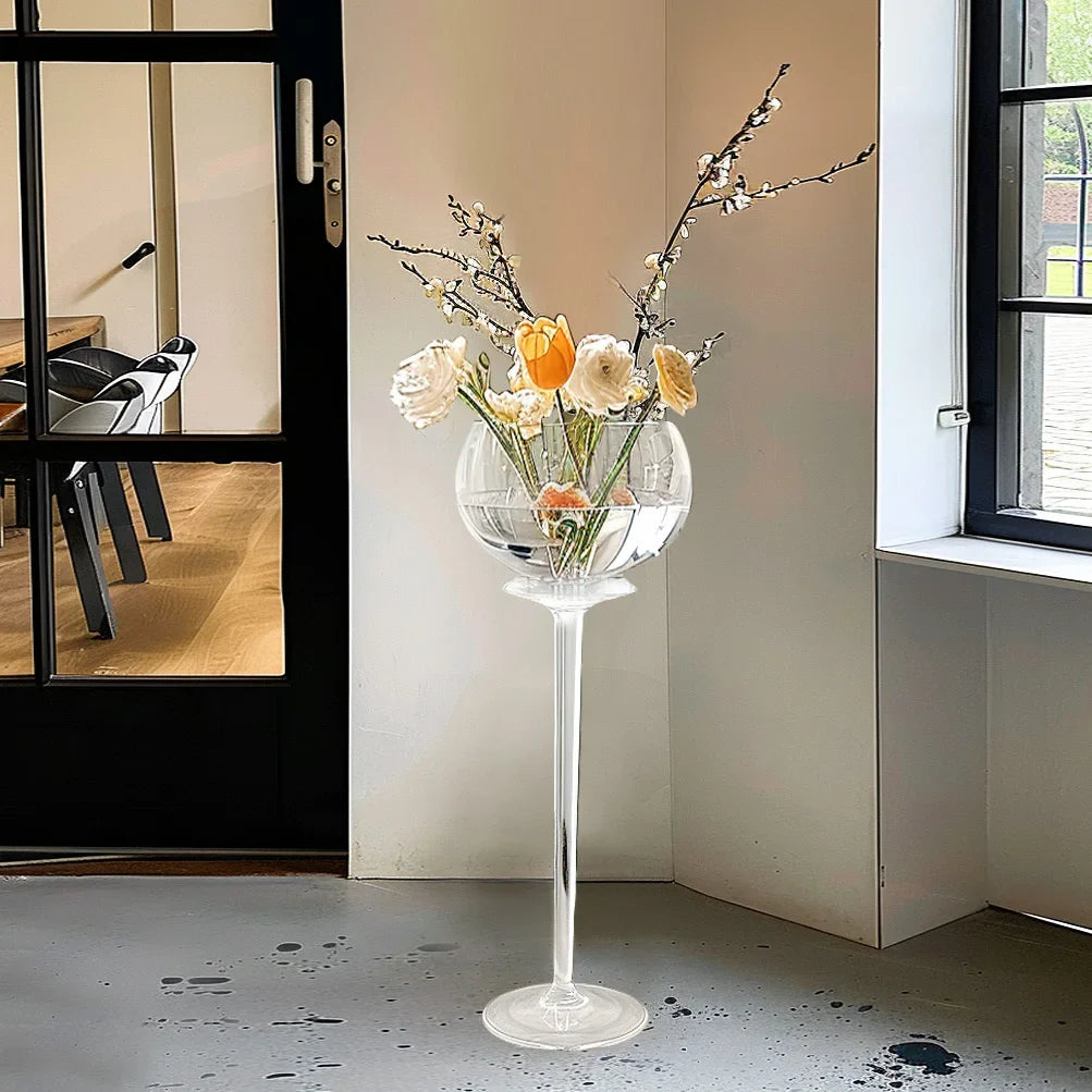 Afralia™ Oversized Transparent Glass Vase Luxury Floor Planter