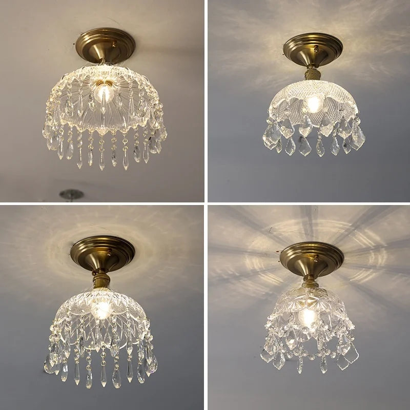 Afralia™ Luxury Crystal Glass LED Ceiling Light for Home Decor