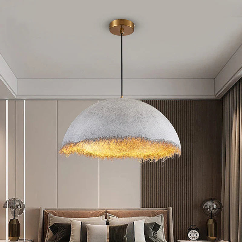 Afralia™ Gold White Half Nest Pendant Lamp for Stylish Home & Restaurant Lighting