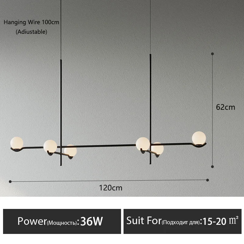 Afralia™ Glass Ball Chandelier Pendant Light for Living Room, Modern Minimalist Design