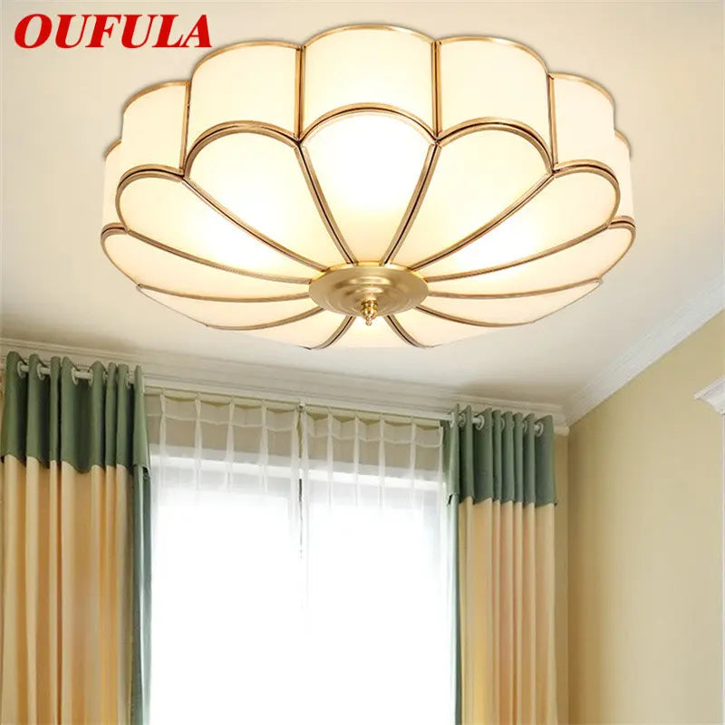 Afralia™ Brass Ceiling Lamp: Modern Nordic Light Luxury LED Fixture for Home Bedroom