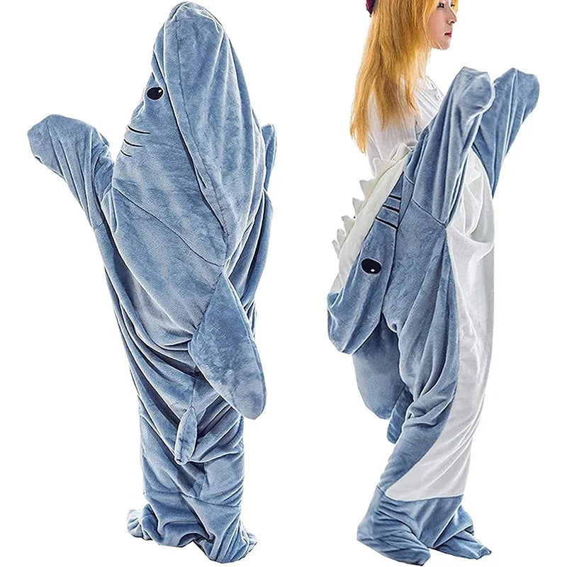 Afralia™ Cozy Shark Blanket: Soft Flannel, Thicken, Warm Lap Sleeping Bag Pyjamas