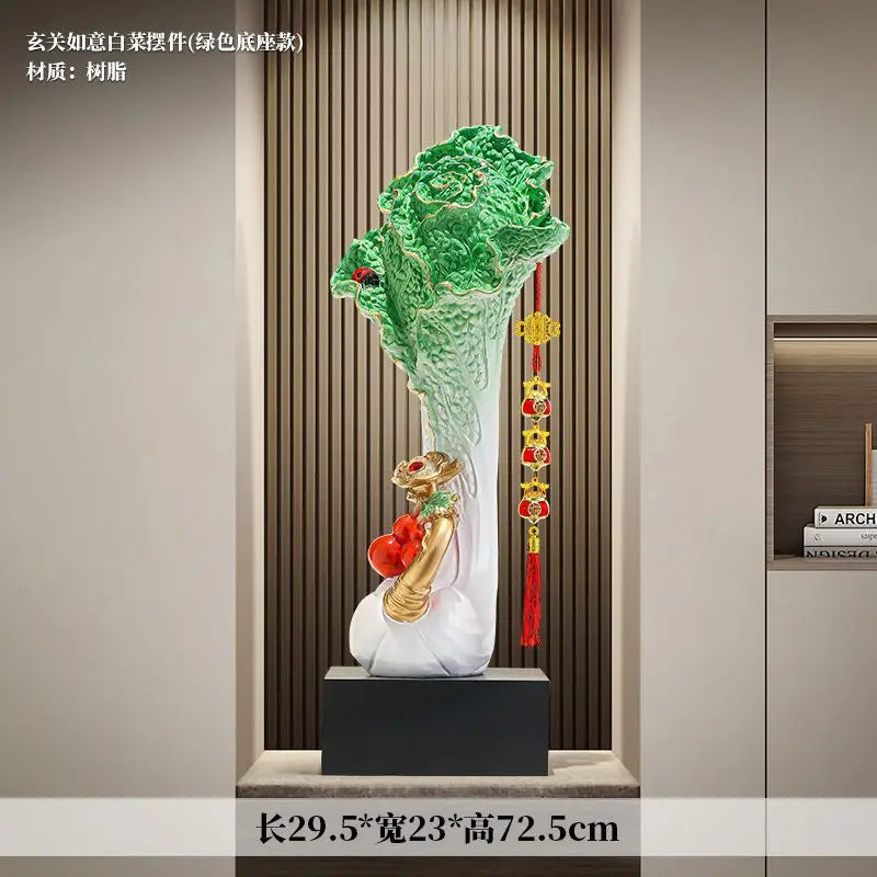 Afralia™ Cabbage Ornament: New Chinese Style Boss Office Decoration for Desktop or Wine Cabinet