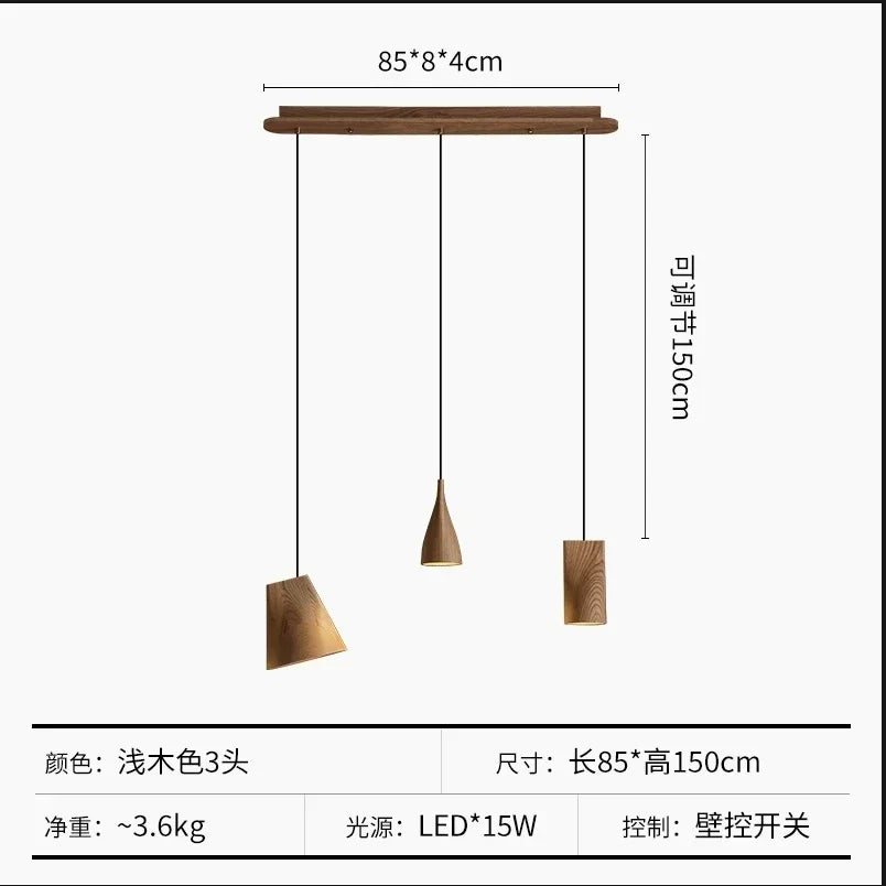 Afralia™ Nordic Wood Bedside Lamp LED Chandelier for Bedroom, Restaurant, and Bar Table