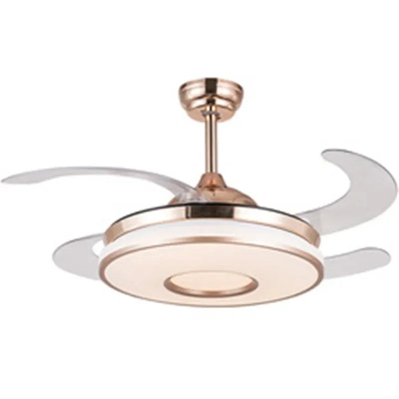 Afralia™ Invisible Gold Ceiling Fan with LED Light and Retractable Blades
