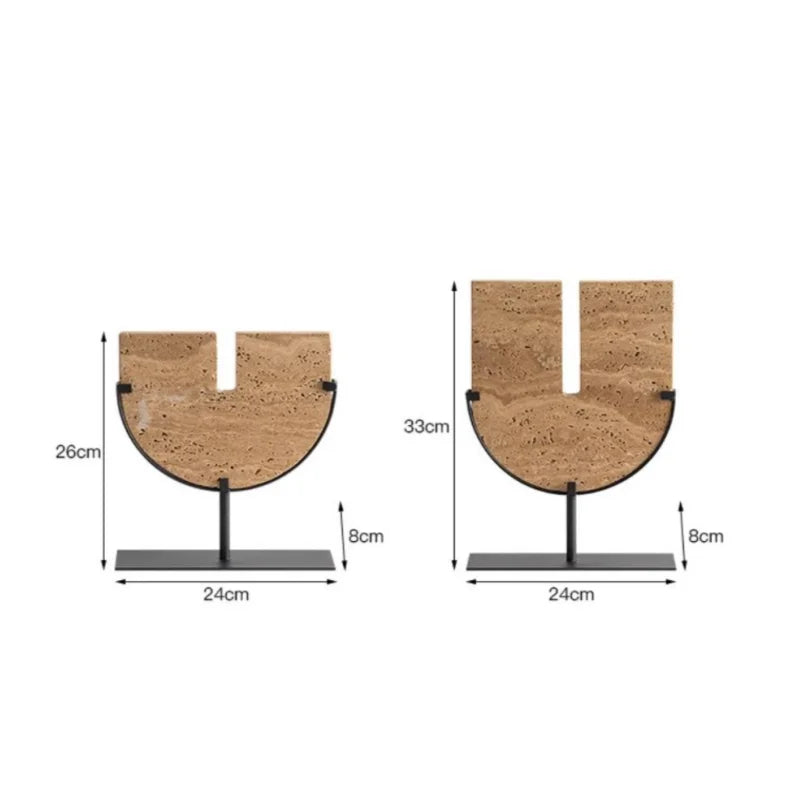 Afralia™ Yellow Cave Stone Semi-Circular Sculpture Figurine - Home Decor Ornament