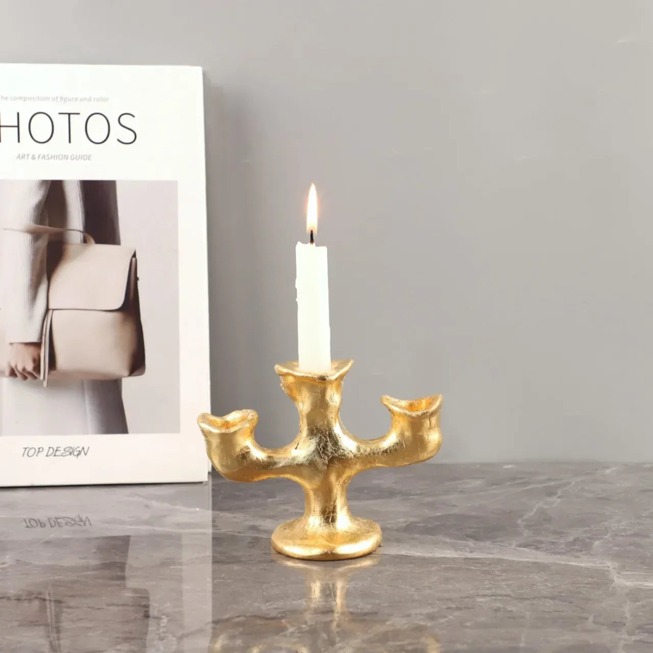 Afralia™ Gold Resin Candle Holder Trio for Wedding Centerpieces & Home Decor