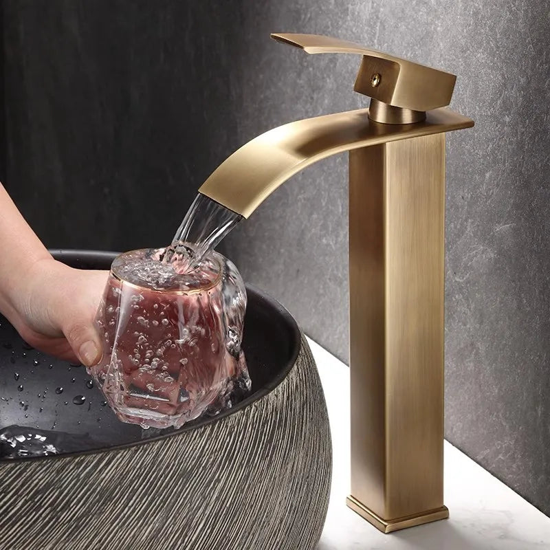 Afralia™ Bronze Basin Faucet: Hot & Cold Water Mixer Tap for Bathroom Sink