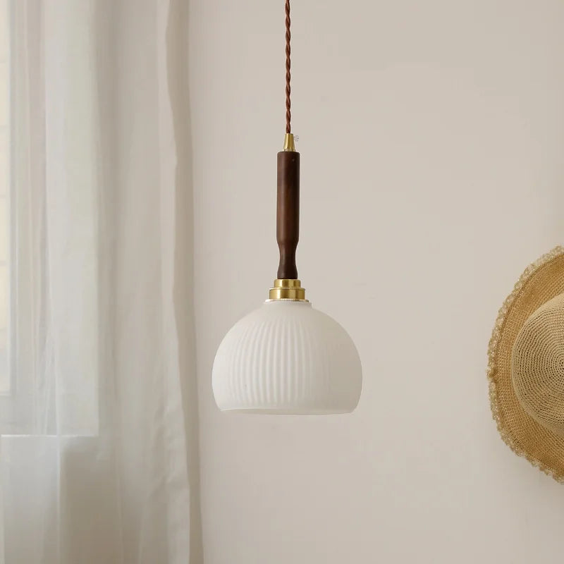 Afralia™ Glass Walnut Chandelier LED Pendant Light for Home Decor & Dining Room