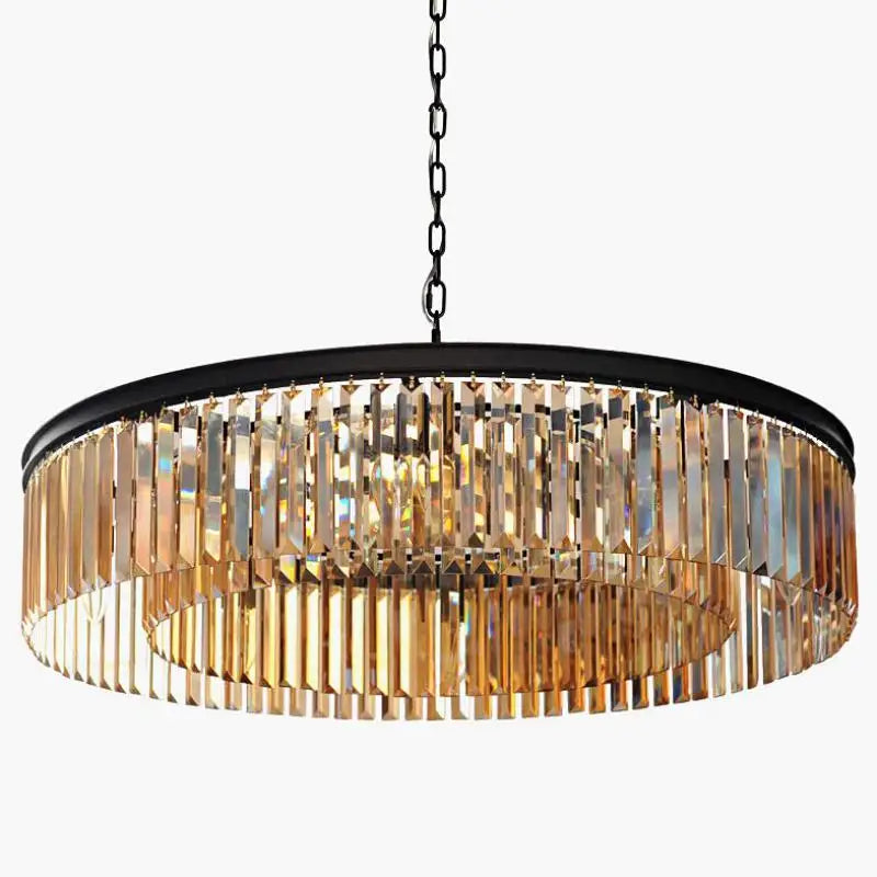 Afralia™ Gold Black Metal LED Pendant Lights with Crystal Suspension and Chain Hangings