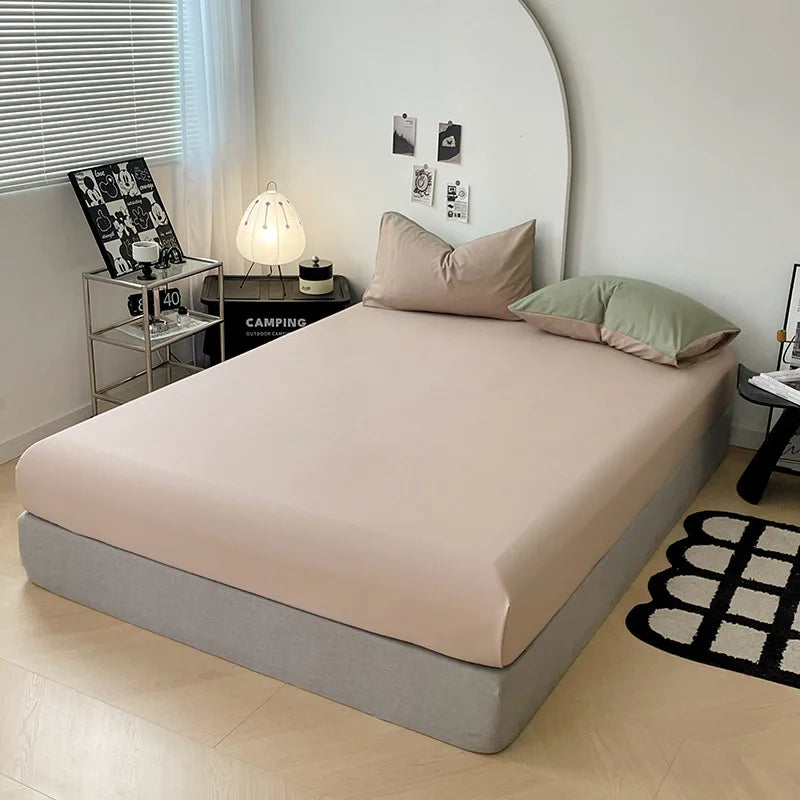 Afralia™ Soft Comfort Solid Color Fitted Bed Sheet - Double Mattress Cover