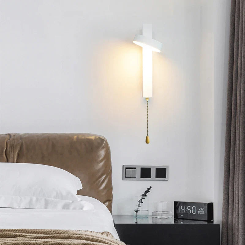 Afralia™ Modern LED Wall Lamp Switch Bedroom Living Room Nordic Sconce White Black Gold