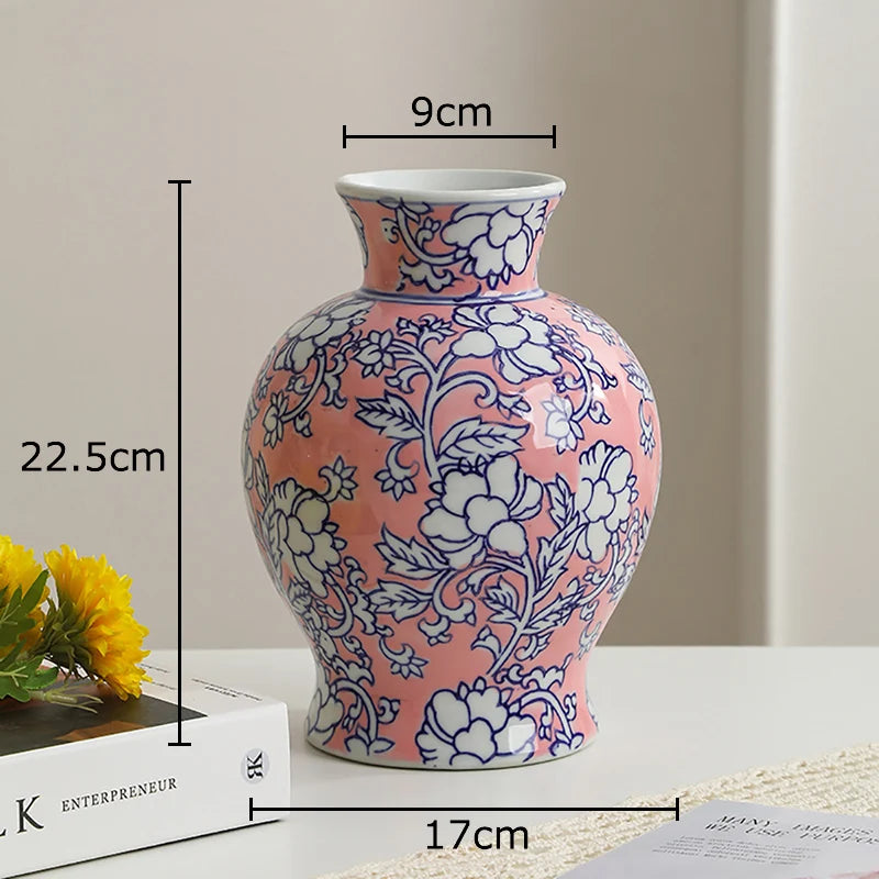 Afralia™ Blue & White Porcelain Vase Pot for Stylish Room Aesthetic Decor & Flowers