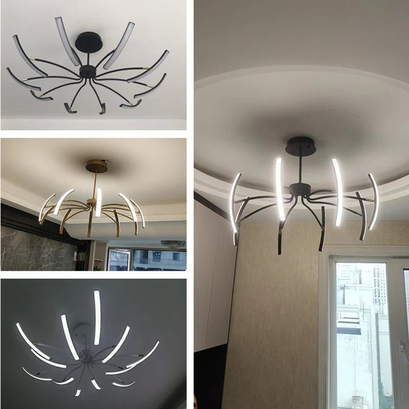 Afralia™ Modern Adjustable LED Ceiling Chandelier - Gold/Black/White for Home Decor