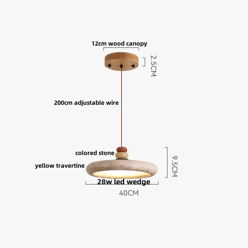 Afralia™ LED Pendant Lamp Wood Globe Round Yellow Stone Hanging Lights