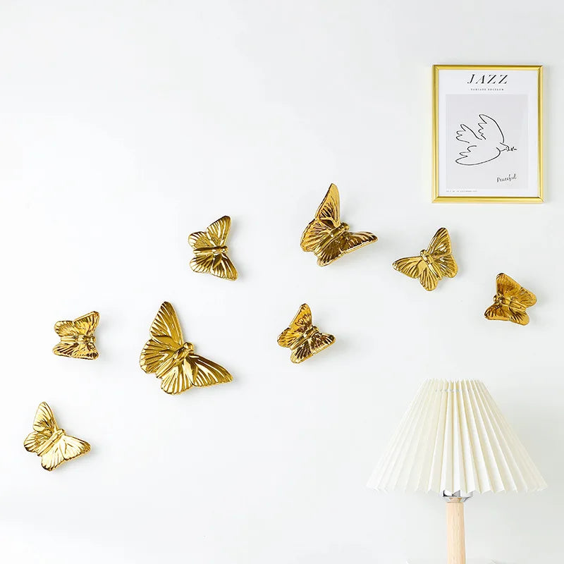 Afralia™ Golden Butterfly Wall Decoration Set