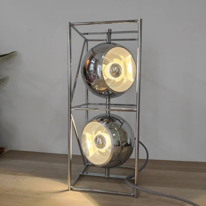 Afralia™ Spherical Metal Floor Lamp with Shelves: Modern Chrome Atmosphere Lighting for Home