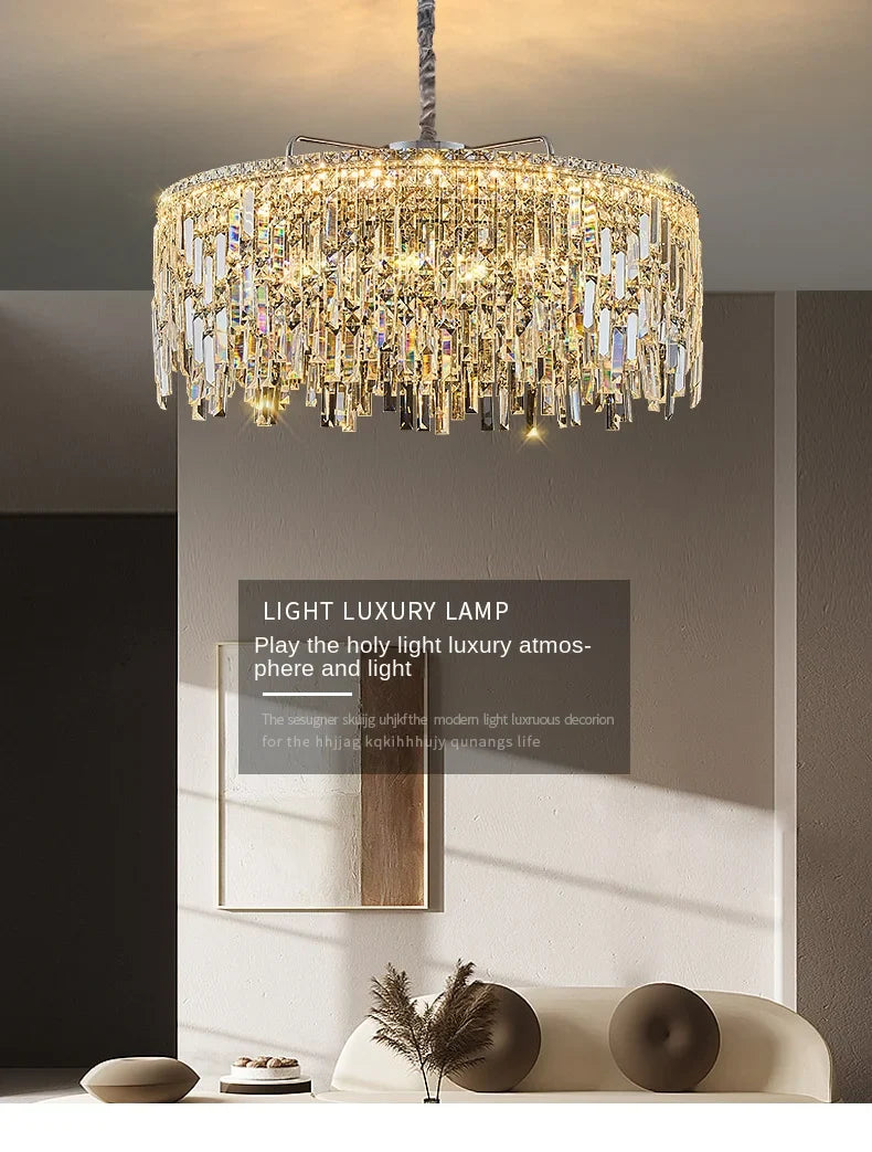 Afralia™ Gold Crystal LED Chandelier Modern Ring Pendant Ceiling Lamp