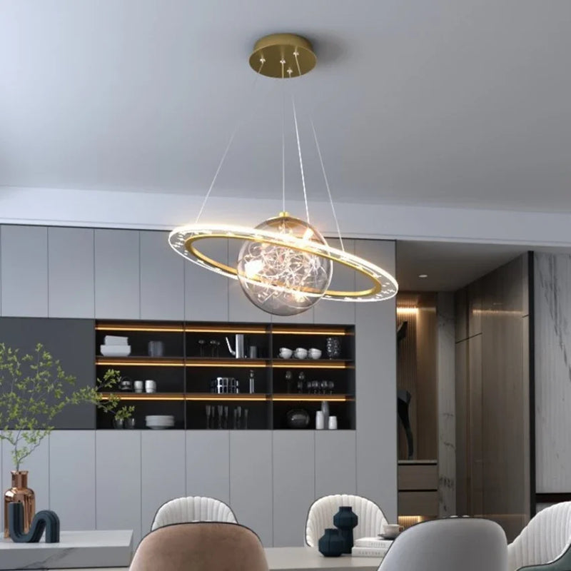 Afralia™ Golden Acrylic LED Chandelier for Luxury Interior Lighting