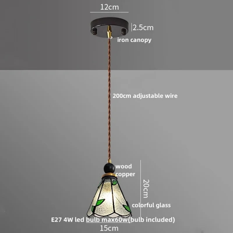 Afralia™ Tiffany Glass LED Pendant Lights - Modern Nordic Adjustable Hanging Lamp fix